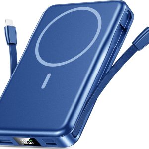 for Magsafe Battery Pack, Magnetic Portable Charger with Built in Cable, 10000mAh Power Bank, 20W Fast Charging Slim Travel Essential Battery Pack with LED Display, Compatible with iPhone 16/15/14/13