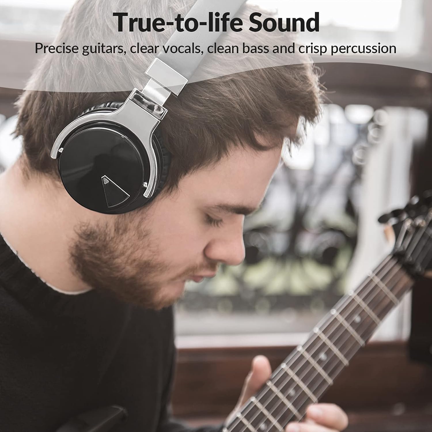 Silensys E7 Active Noise Cancelling Headphones Bluetooth Headphones with Microphone Deep Bass Wireless Headphones Over Ear, Comfortable Protein Earpads, 30 Hours Playtime for Travel/Work, Black - Image 6